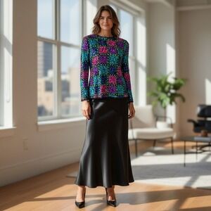 Vintage Sequin Patchwork Blazer Jacket Women's Retro Glam Sparkle Multi Color Sm